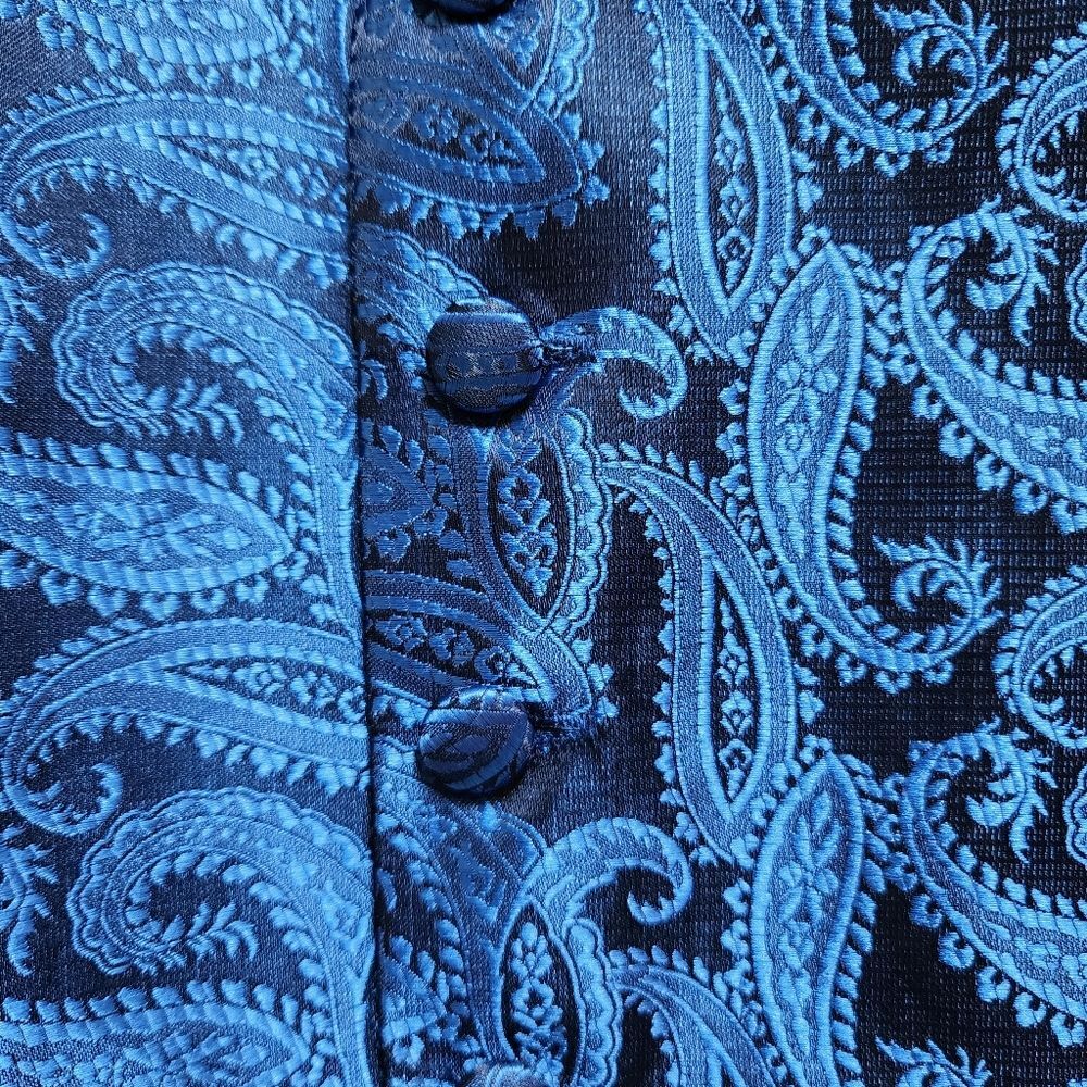 Pierre Cardin Vest Mens M Blue Paisley V Neck Sleeveless Button Adjustable - Picture 6 of 8